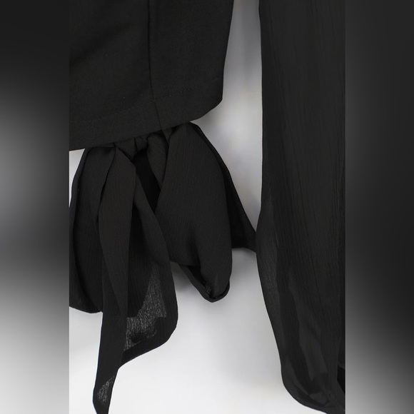 NWT Lulus Say it Again Black Tie-Back Long Sleeve Crop Top - Picture 6 of 7